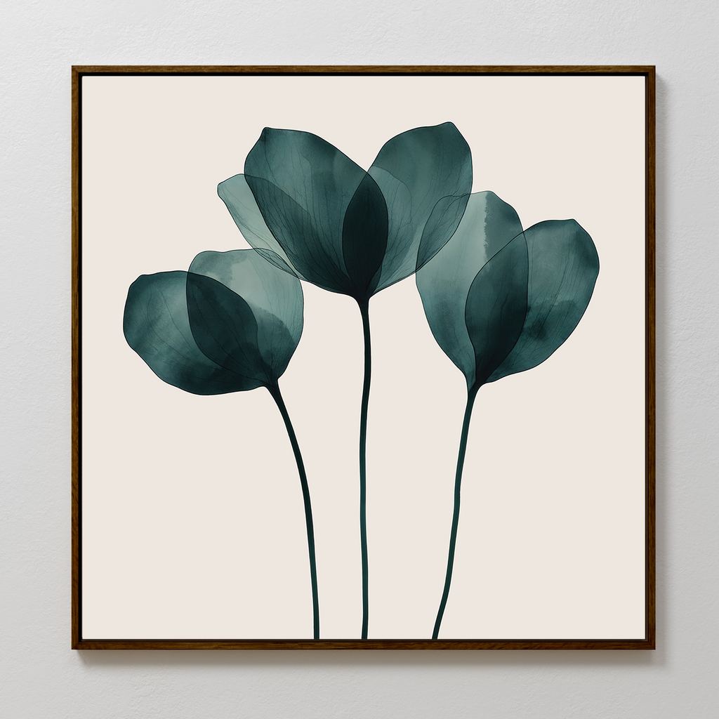 Whispering Fronds in Teal – green botanical canvas wall art print by Aspire Prints