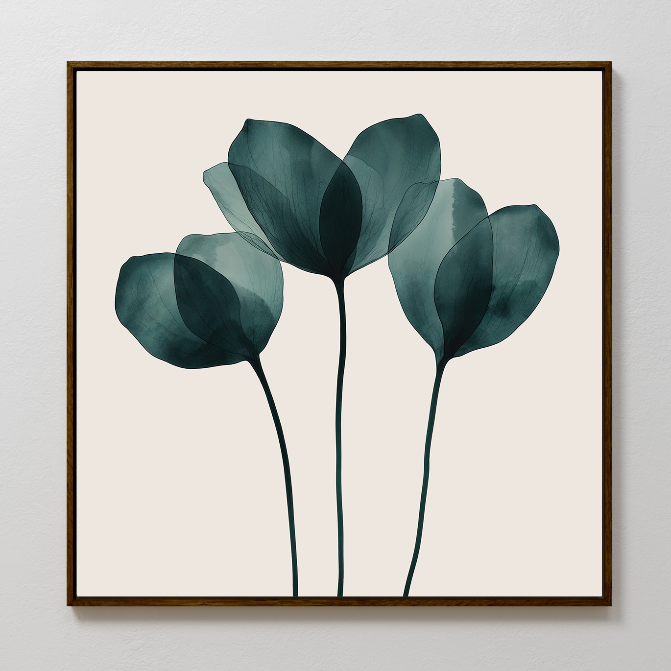 Whispering Fronds in Teal – green botanical canvas wall art print by Aspire Prints