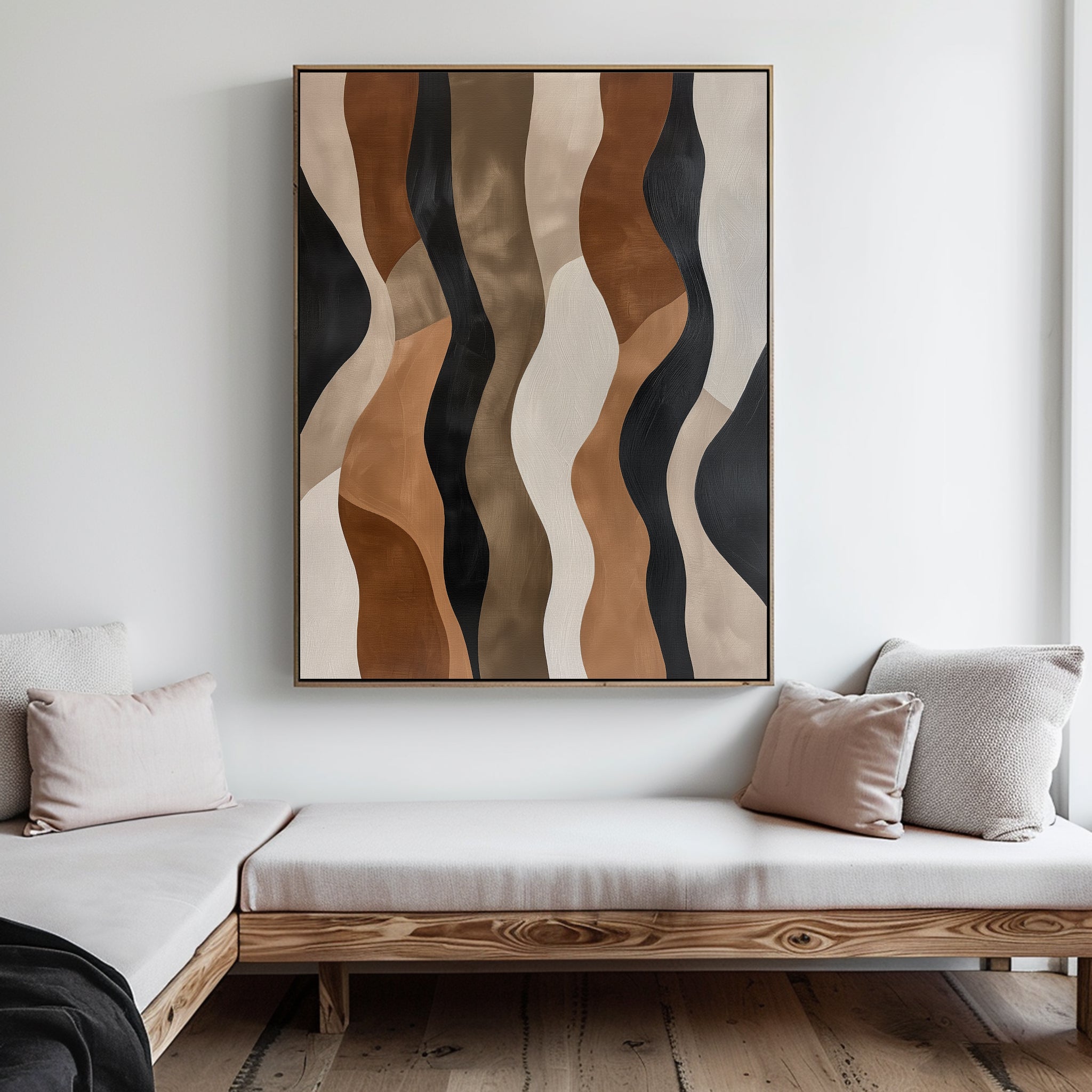 Whispers in Motion – earthy brown abstract canvas wall art print by Aspire Prints
