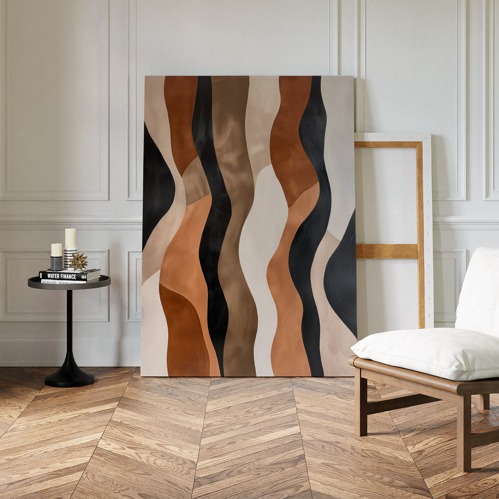 Whispers in Motion – earthy brown abstract canvas wall art print by Aspire Prints
