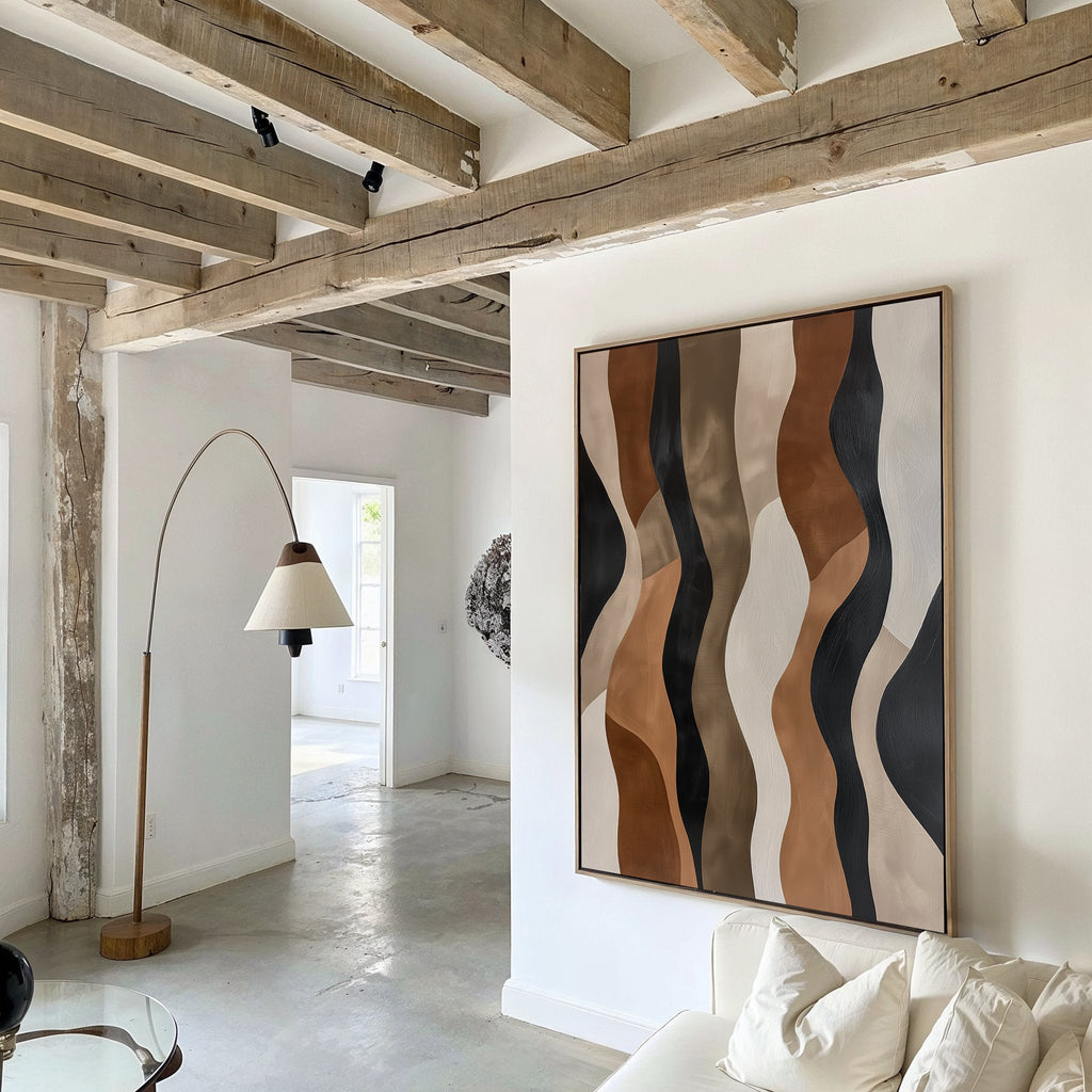 Whispers in Motion – earthy brown abstract canvas wall art print by Aspire Prints