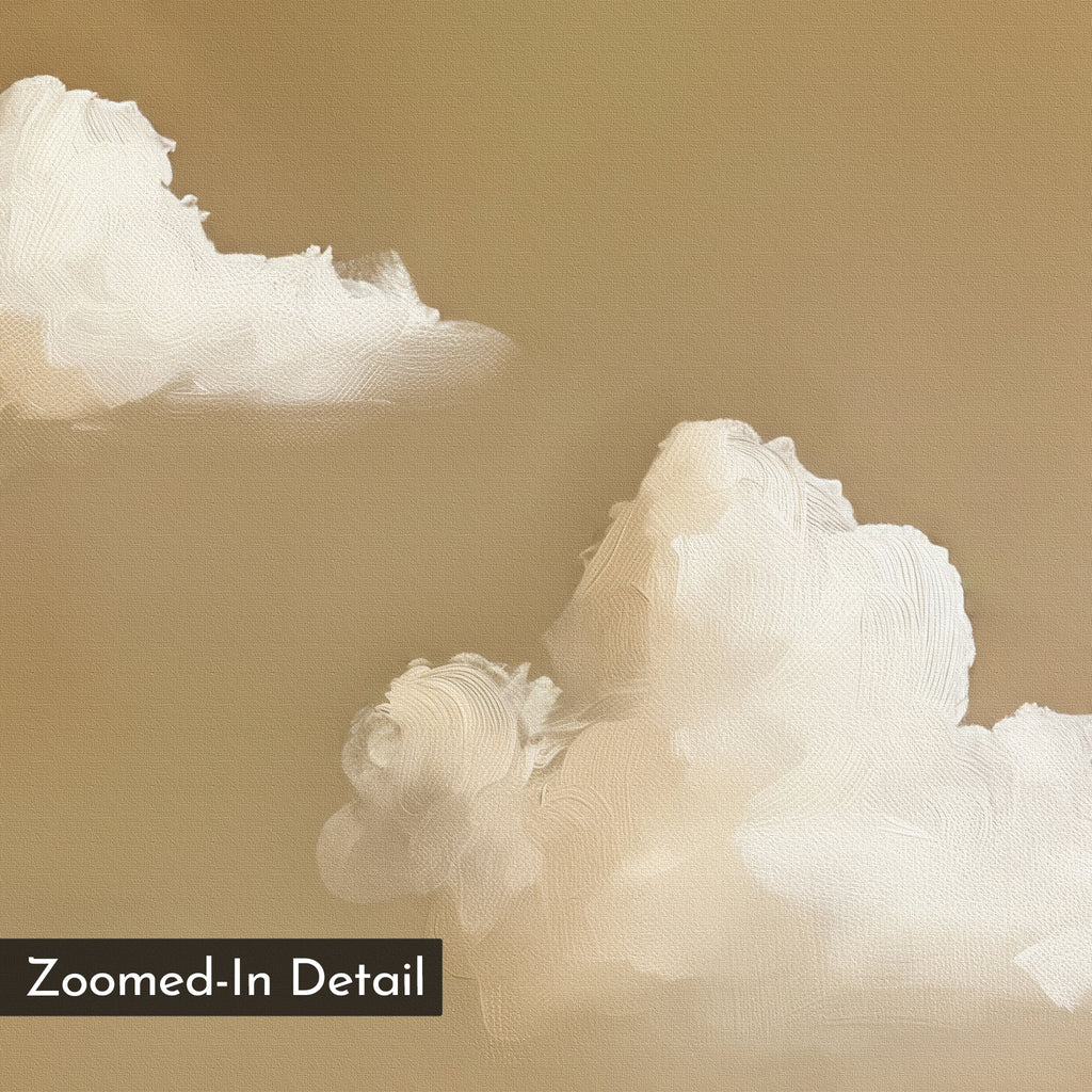 Whispering Clouds – beige and white cloud canvas wall art print by Aspire Prints