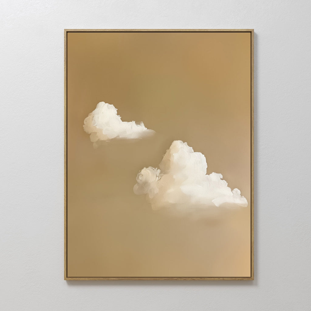Whispering Clouds – beige and white cloud canvas wall art print by Aspire Prints