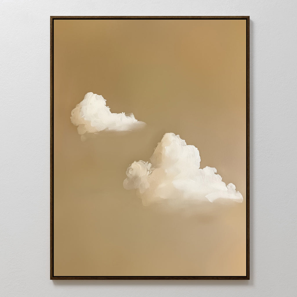 Whispering Clouds – beige and white cloud canvas wall art print by Aspire Prints