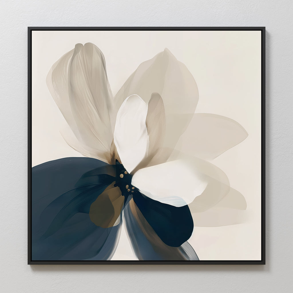 Petals in Hushed Light – blue botanical canvas wall art print by Aspire Prints