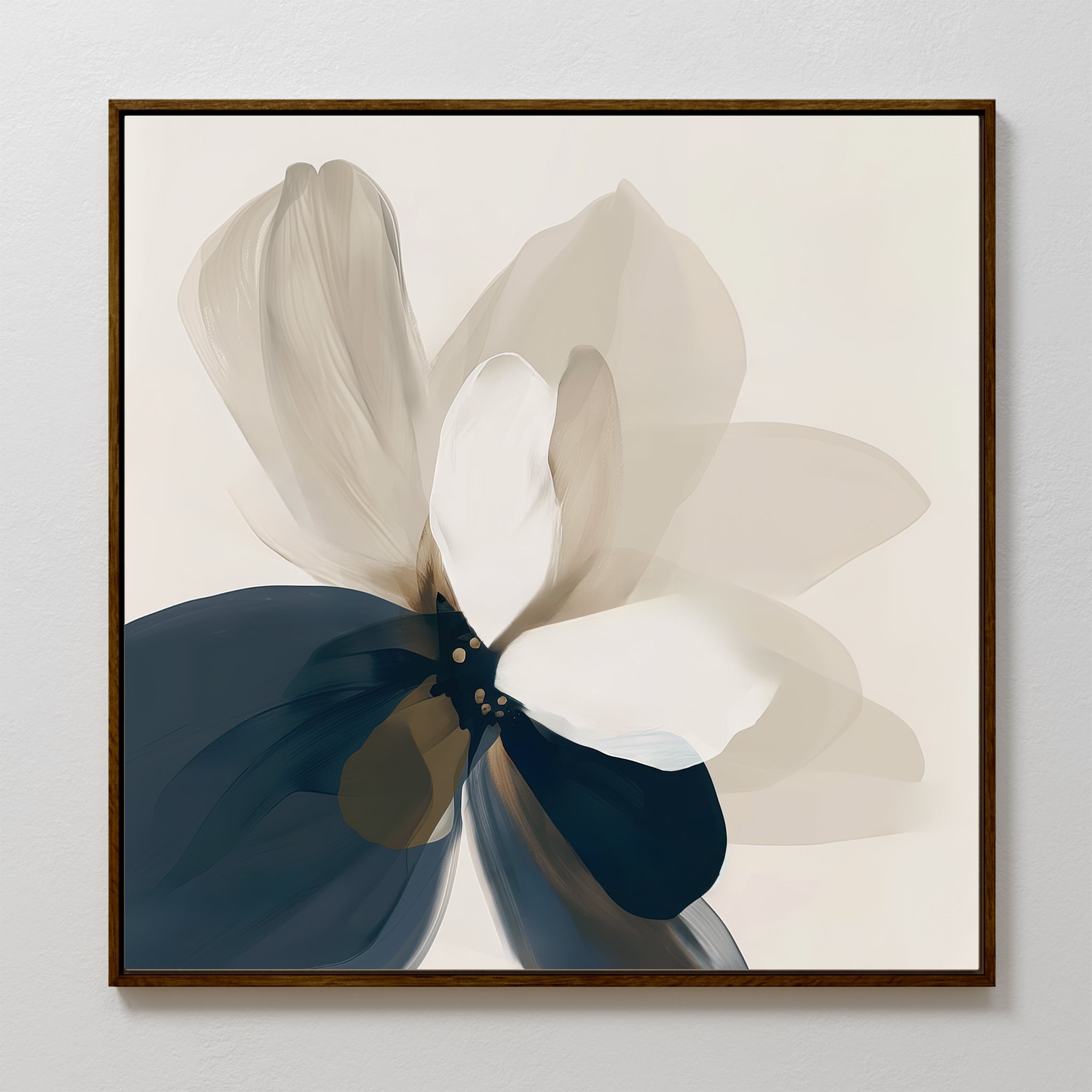 Petals in Hushed Light – blue botanical canvas wall art print by Aspire Prints