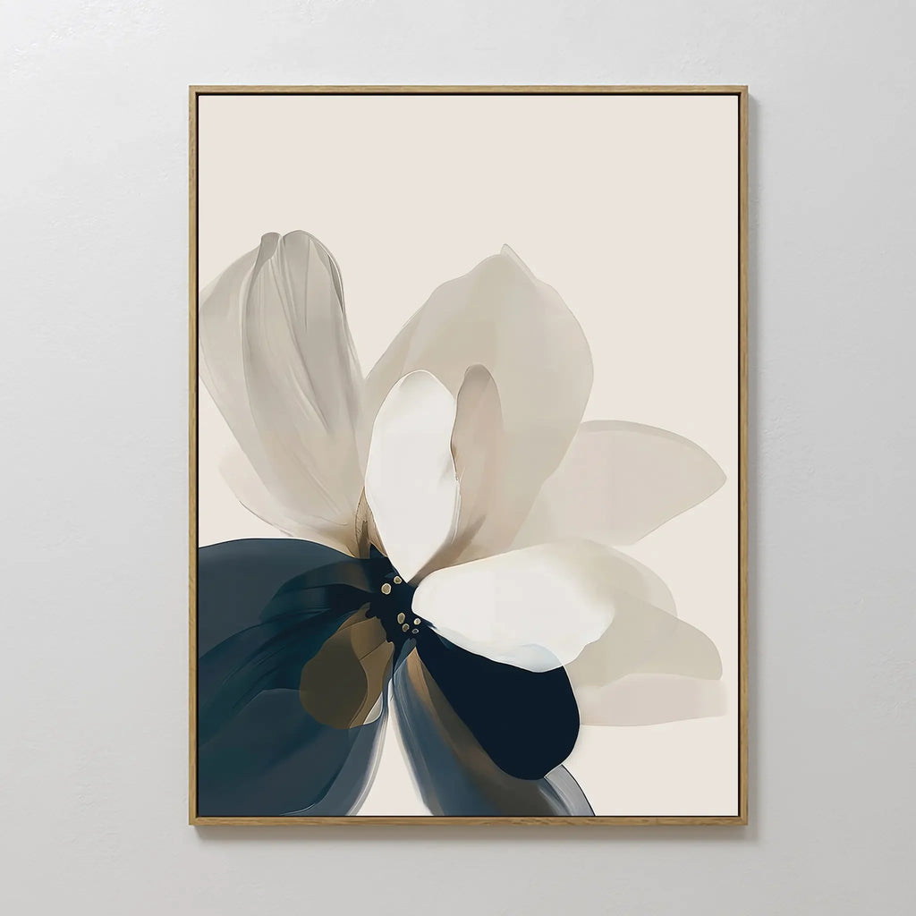 Petals in Hush – blue botanical canvas wall art print by Aspire Prints