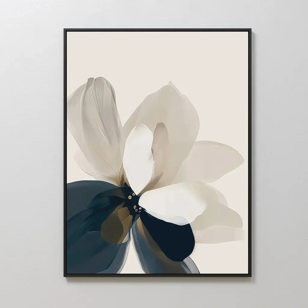 Petals in Hush – blue botanical canvas wall art print by Aspire Prints