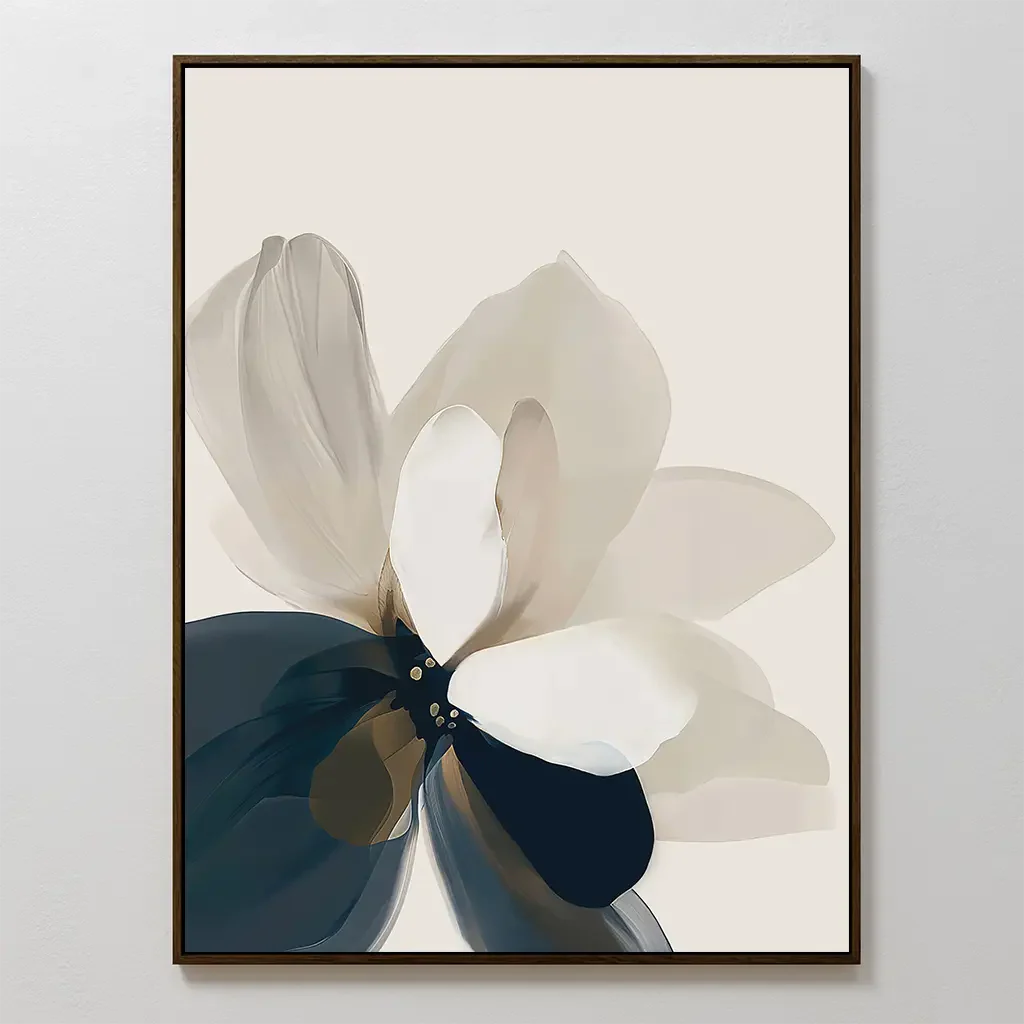 Petals in Hush – blue botanical canvas wall art print by Aspire Prints