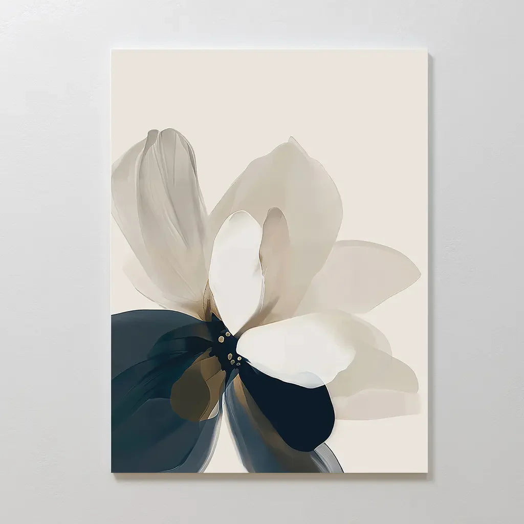 Petals in Hush – blue botanical canvas wall art print by Aspire Prints