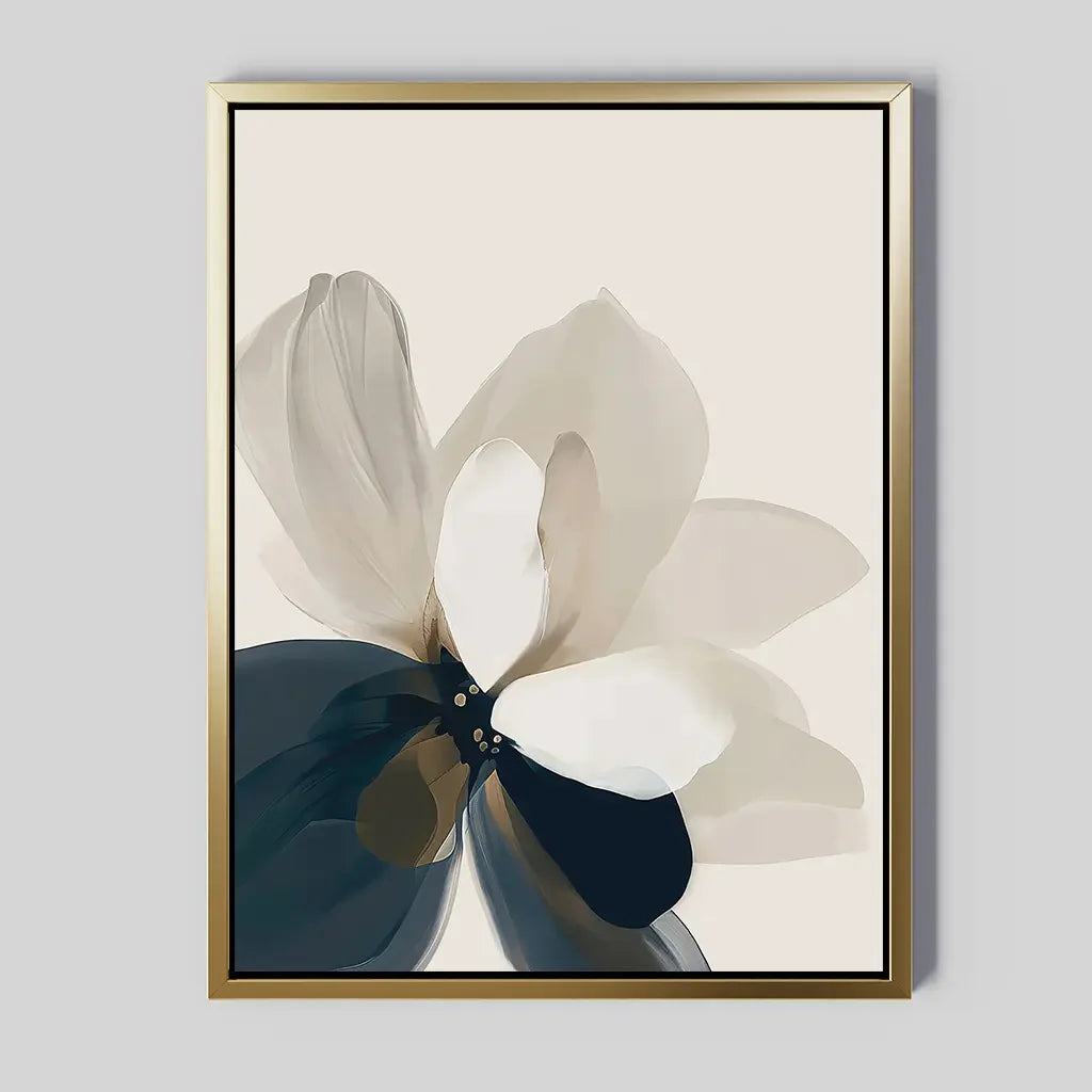 Petals in Hush – blue botanical canvas wall art print by Aspire Prints