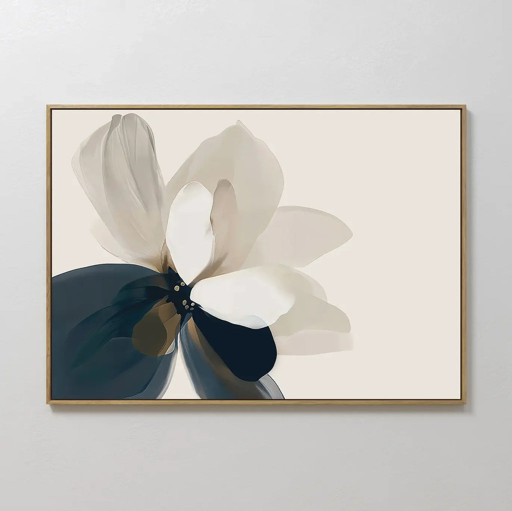 Petals in Hushed Light – blue botanical canvas wall art print by Aspire Prints