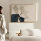Petals in Hushed Light – blue botanical canvas wall art print by Aspire Prints