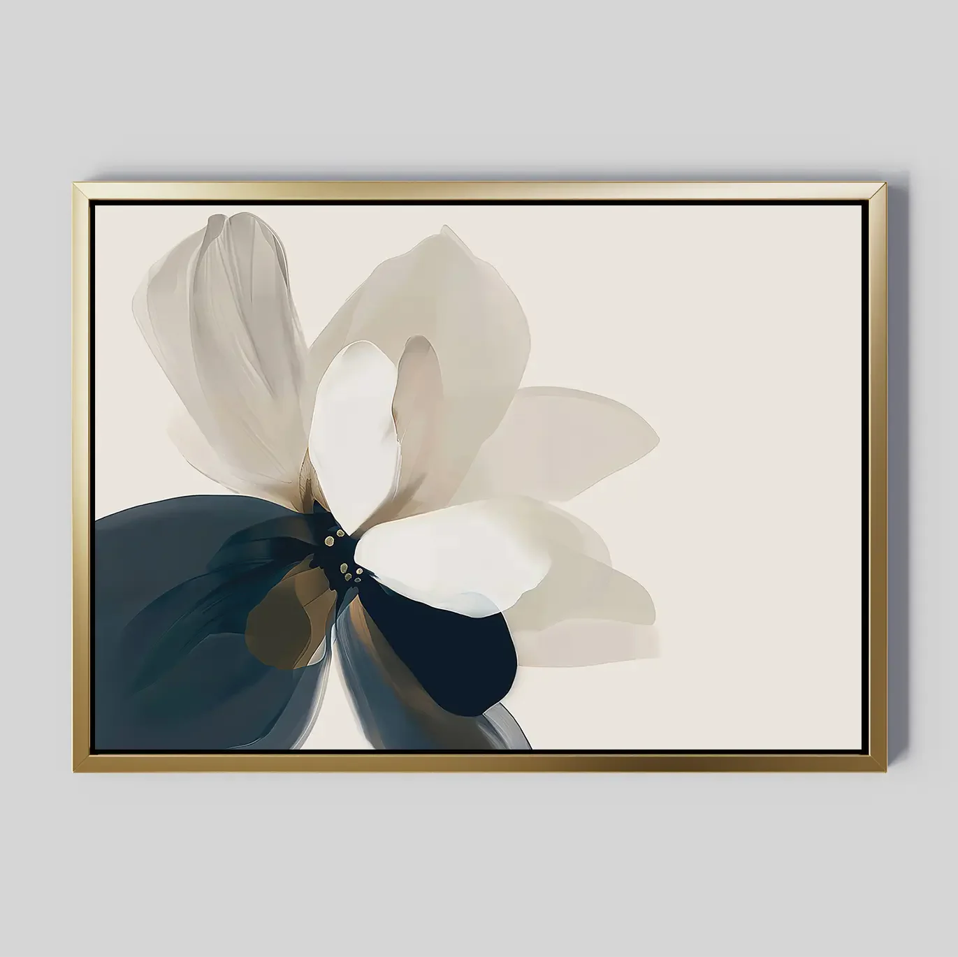 Petals in Hushed Light – blue botanical canvas wall art print by Aspire Prints