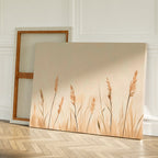 Whispering Reeds – beige and white botanical canvas wall art print by Aspire Prints
