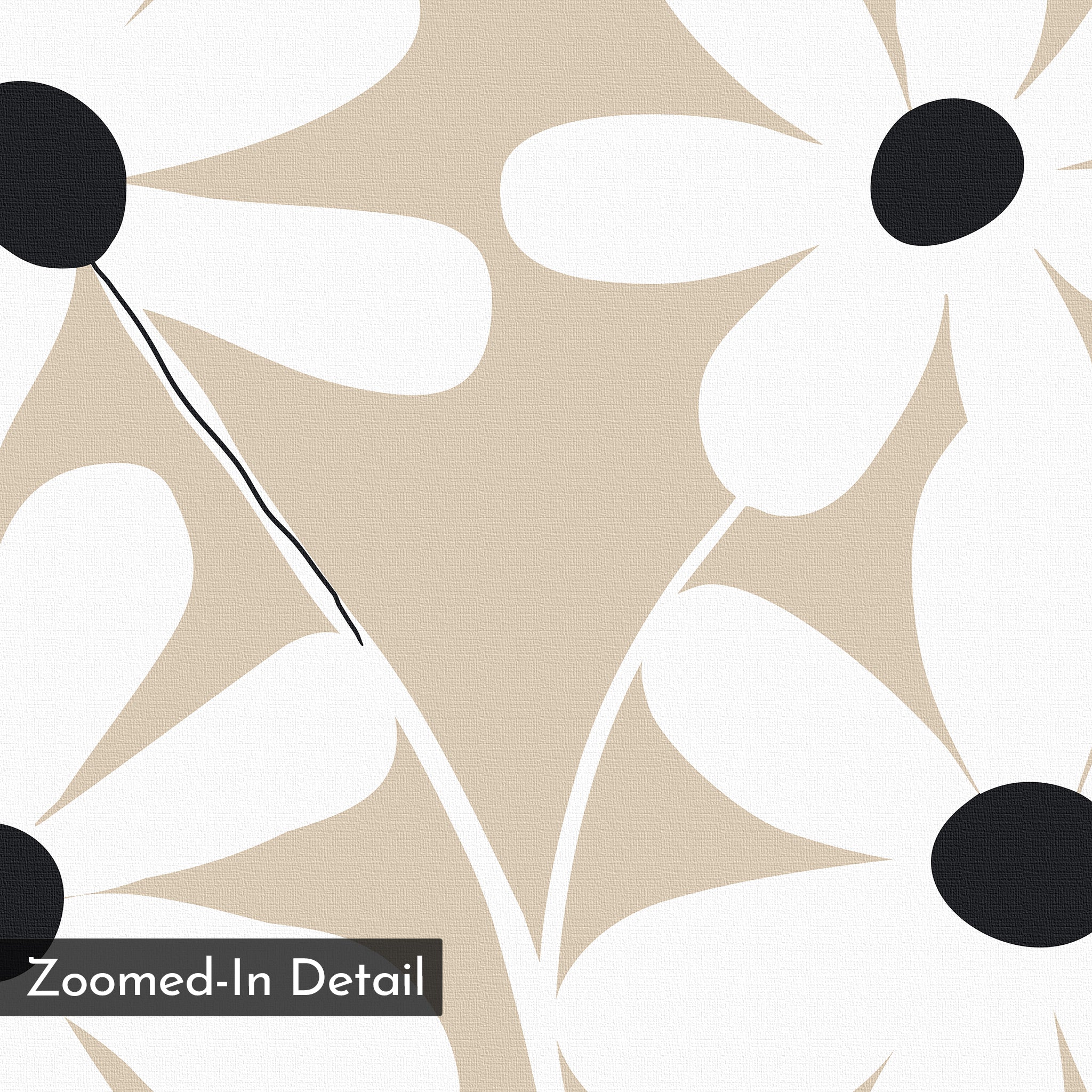 Petals in Quiet Bloom – beige and white botanical canvas wall art print by Aspire Prints