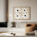 Petals in Quiet Bloom – beige and white botanical canvas wall art print by Aspire Prints