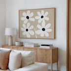 Petals in Quiet Bloom – beige and white botanical canvas wall art print by Aspire Prints