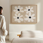 Petals in Quiet Bloom – beige and white botanical canvas wall art print by Aspire Prints