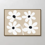 Petals in Quiet Bloom – beige and white botanical canvas wall art print by Aspire Prints