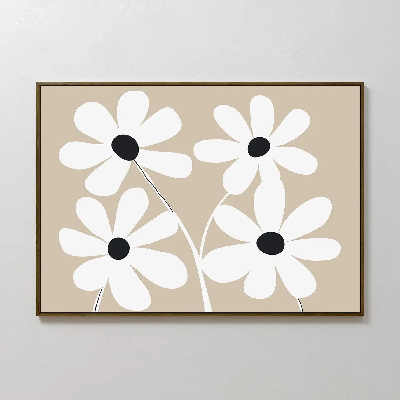 Petals in Quiet Bloom – beige and white botanical canvas wall art print by Aspire Prints