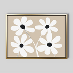 Petals in Quiet Bloom – beige and white botanical canvas wall art print by Aspire Prints