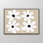 Petals in Quiet Bloom – beige and white botanical canvas wall art print by Aspire Prints