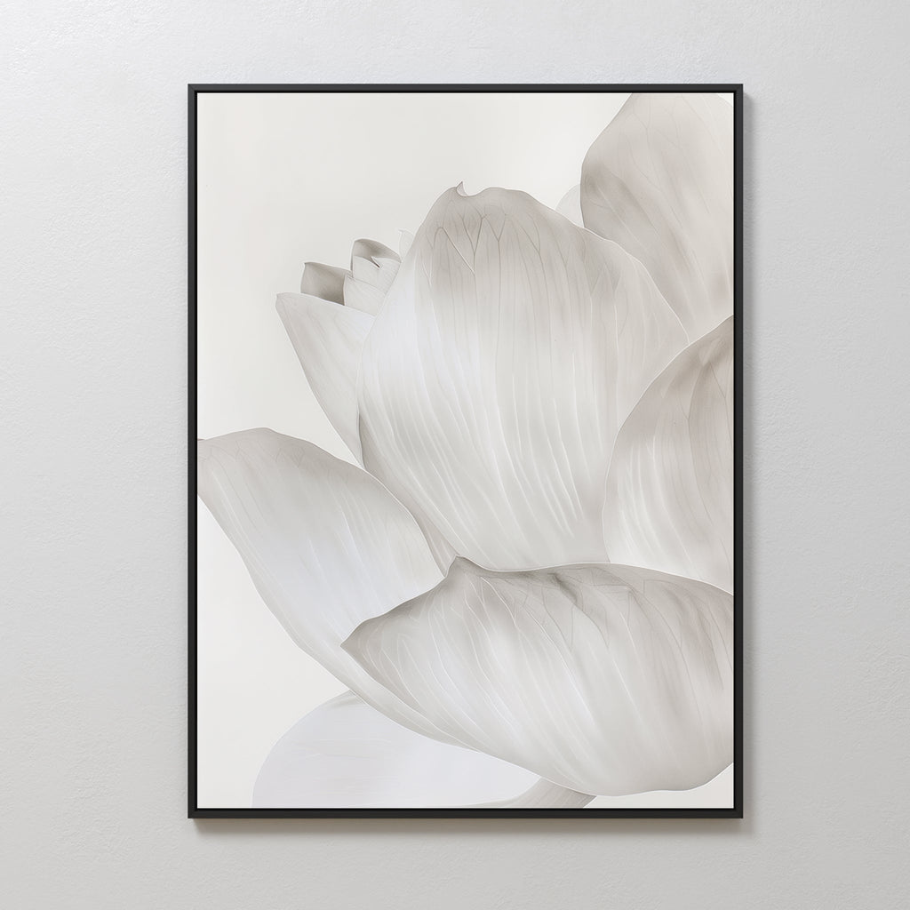 Whisper of Petals – beige and white botanical canvas wall art print by Aspire Prints