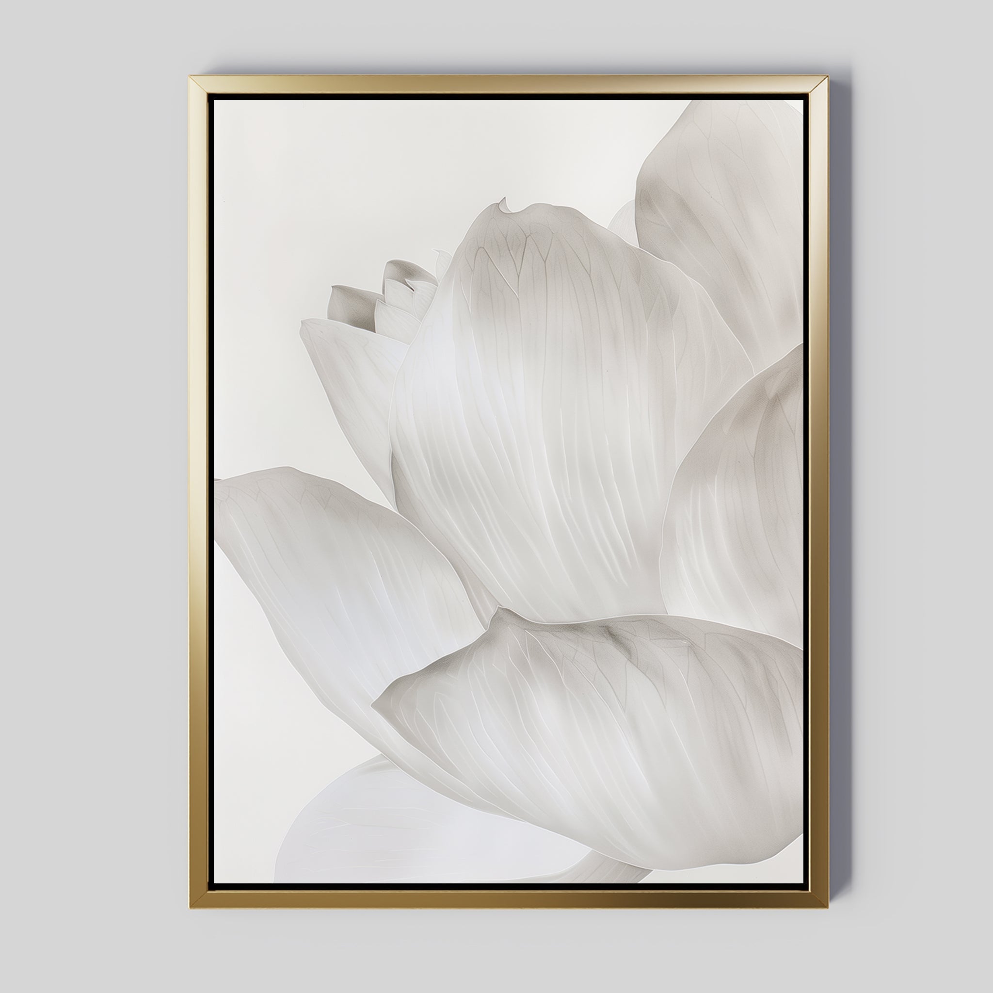 Whisper of Petals – beige and white botanical canvas wall art print by Aspire Prints