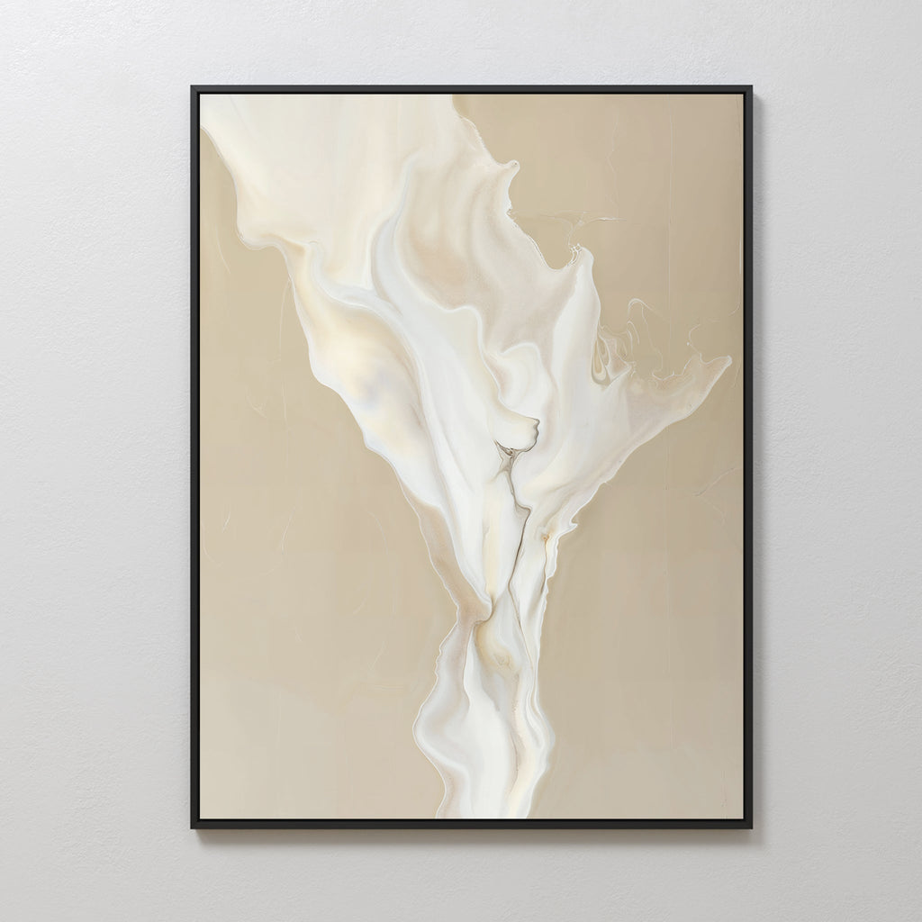 Whisper of Embers – beige and white abstract canvas wall art print by Aspire Prints