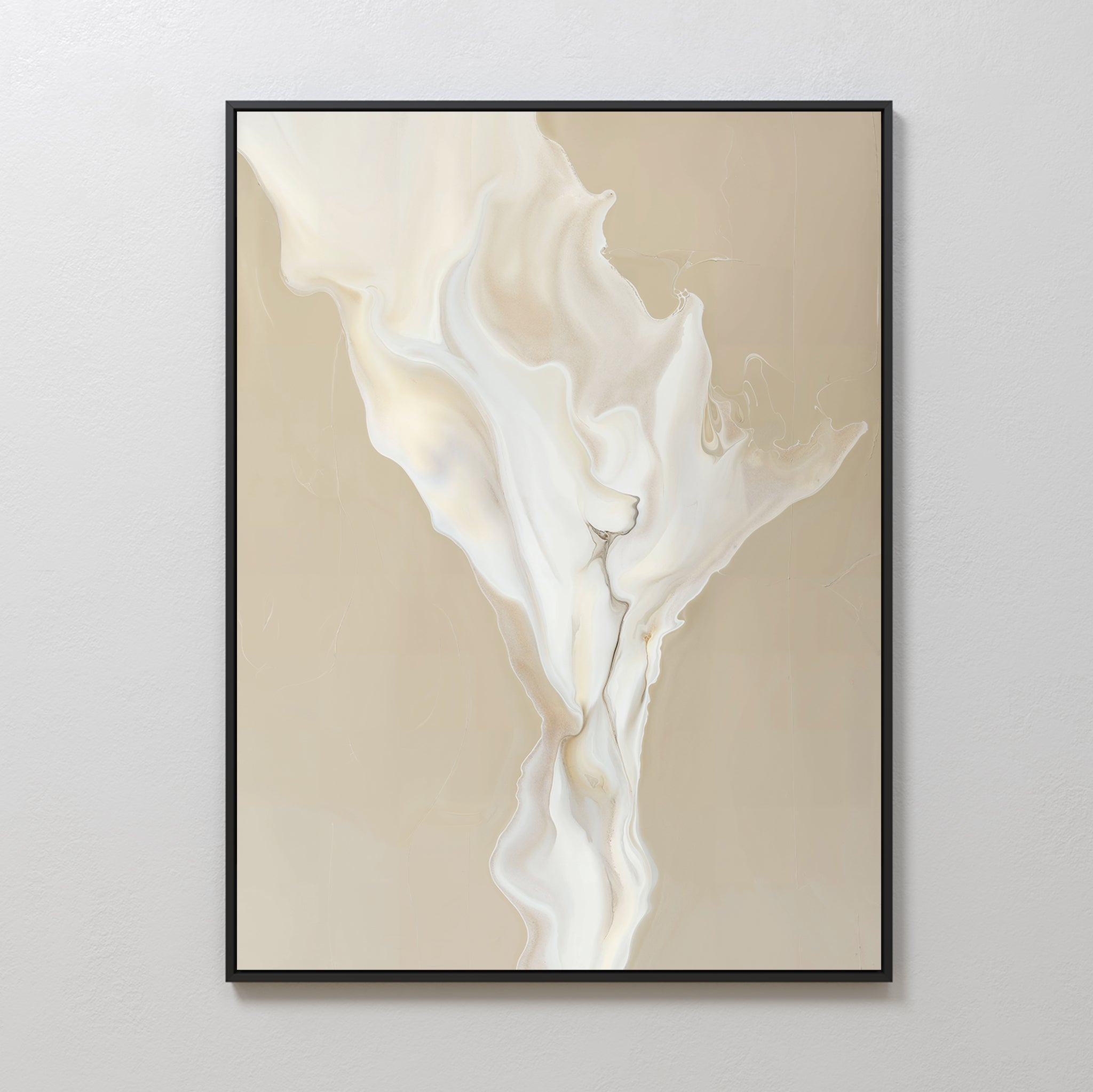 Whisper of Embers – beige and white abstract canvas wall art print by Aspire Prints