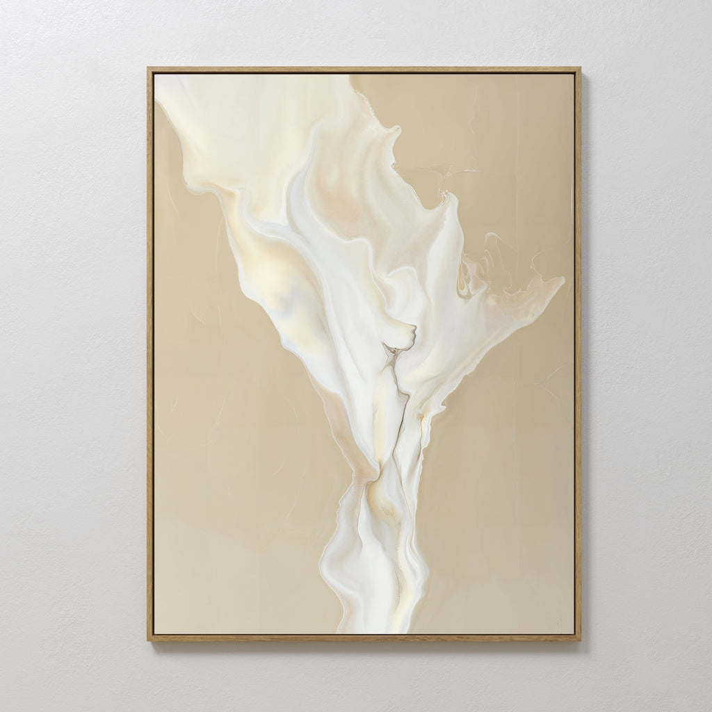 Whisper of Embers – beige and white abstract canvas wall art print by Aspire Prints