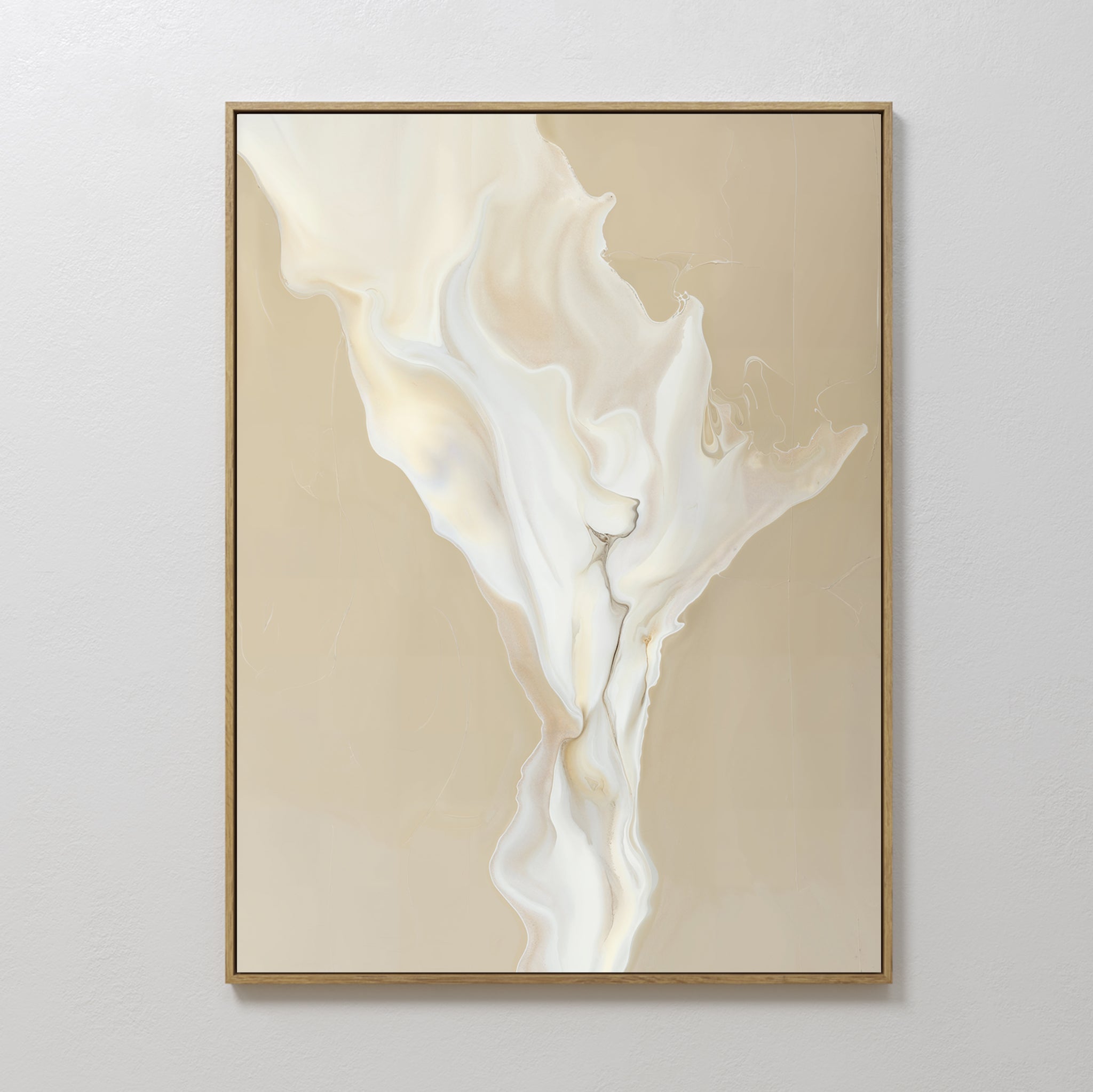 Whisper of Embers – beige and white abstract canvas wall art print by Aspire Prints