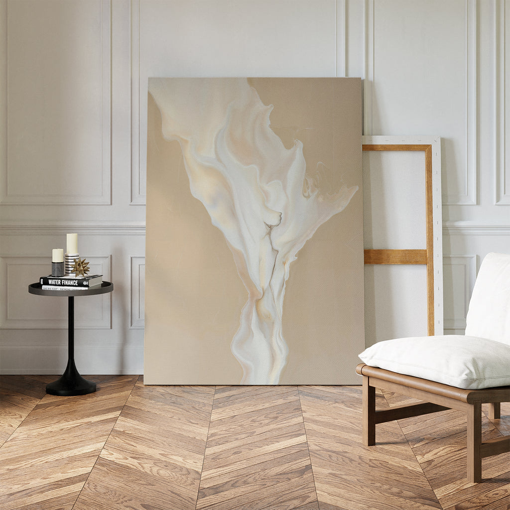 Whisper of Embers – beige and white abstract canvas wall art print by Aspire Prints
