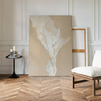 Whisper of Embers – beige and white abstract canvas wall art print by Aspire Prints