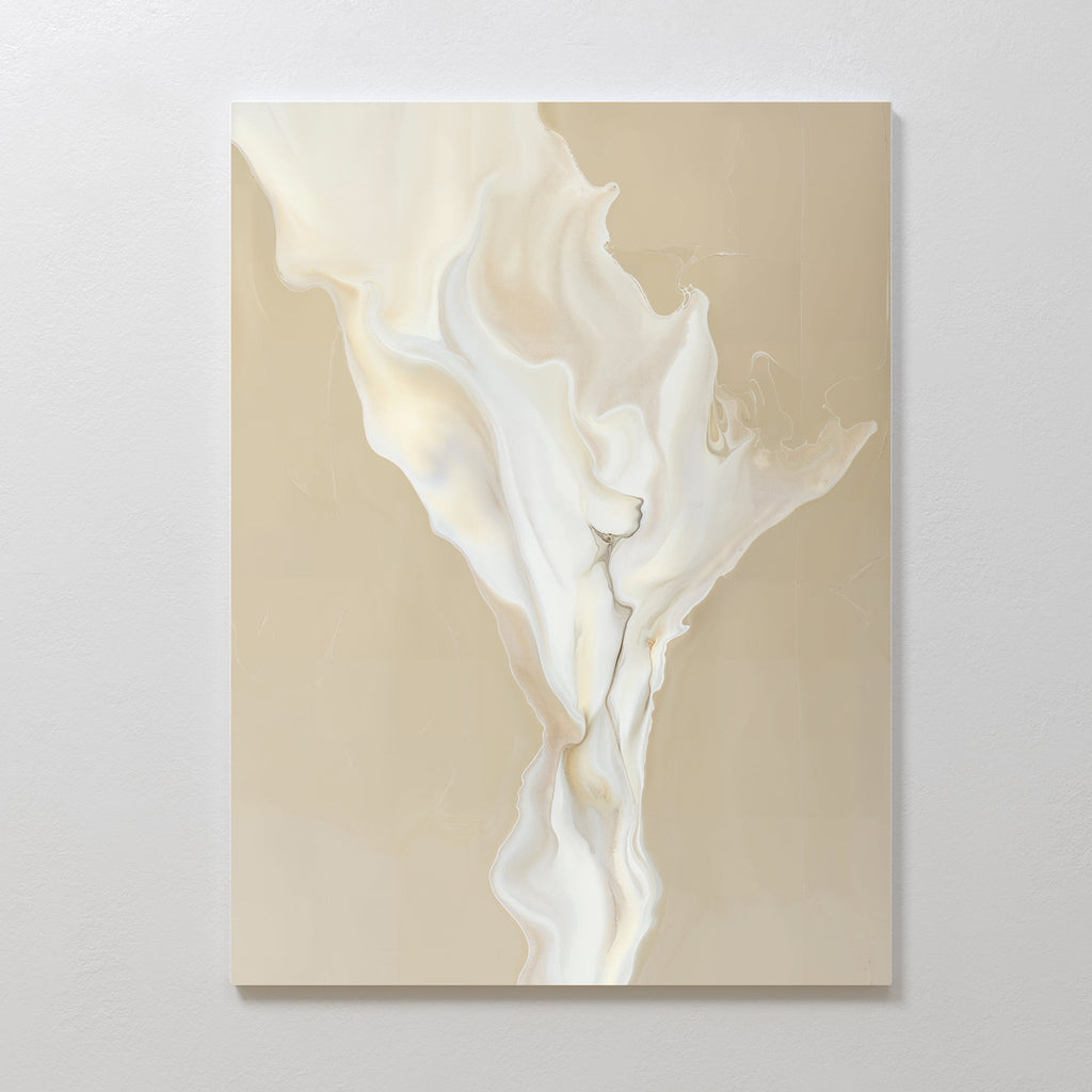 Whisper of Embers – beige and white abstract canvas wall art print by Aspire Prints