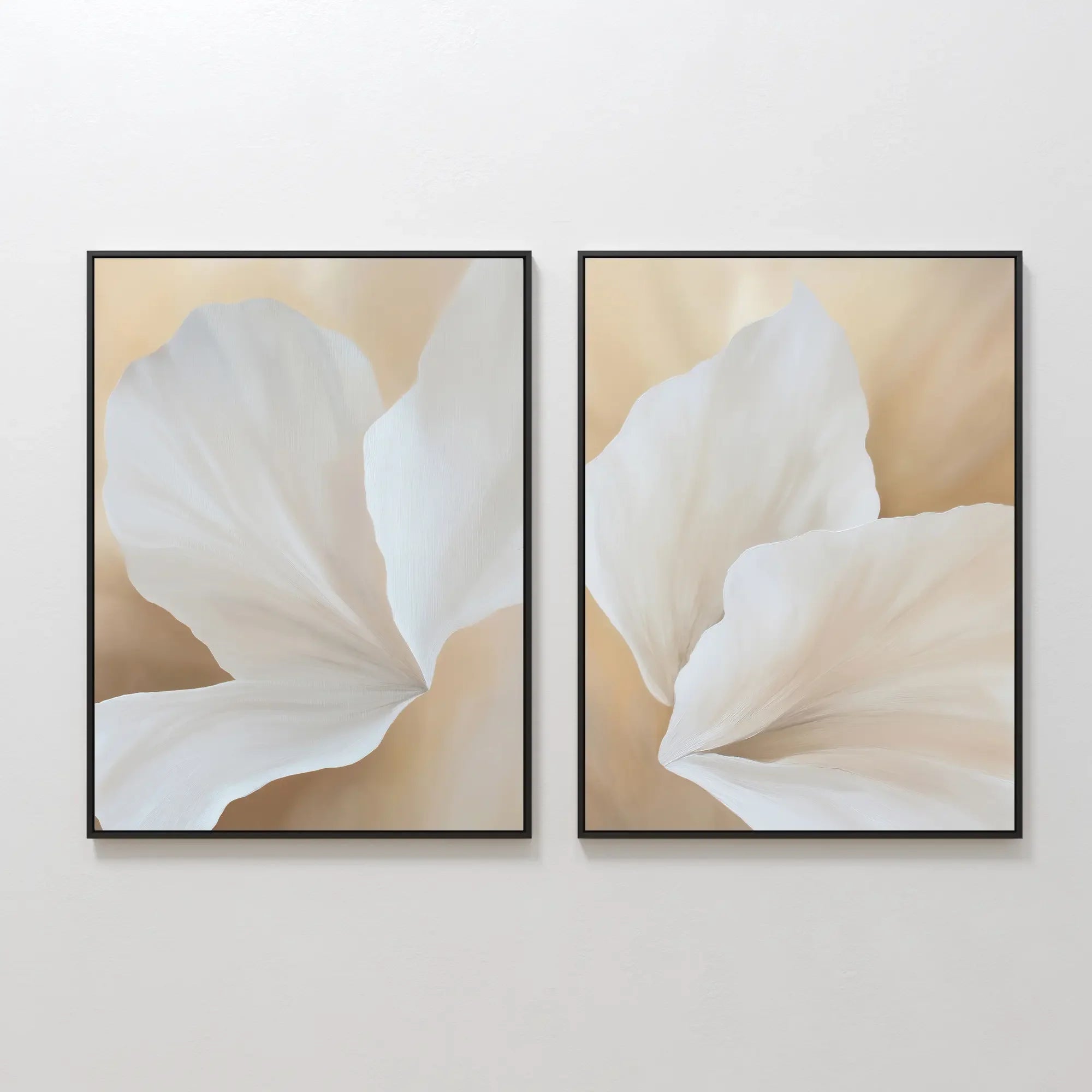 Whispers in Bloom – Set of 2 Canvas Prints set of 2 – beige and white botanical canvas wall art by Aspire Prints