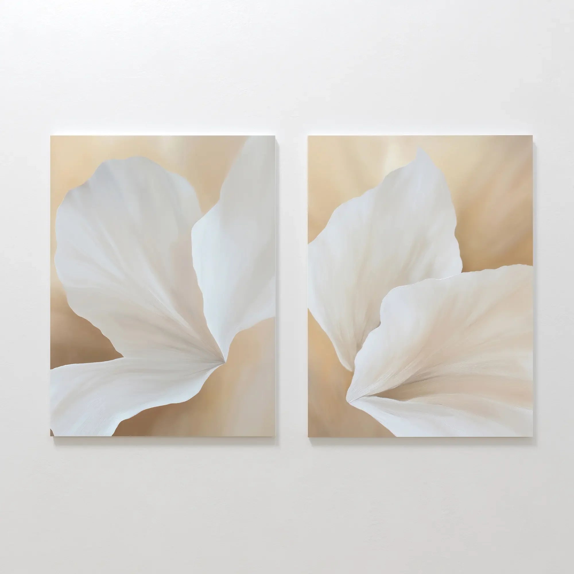 Whispers in Bloom – Set of 2 Canvas Prints set of 2 – beige and white botanical canvas wall art by Aspire Prints