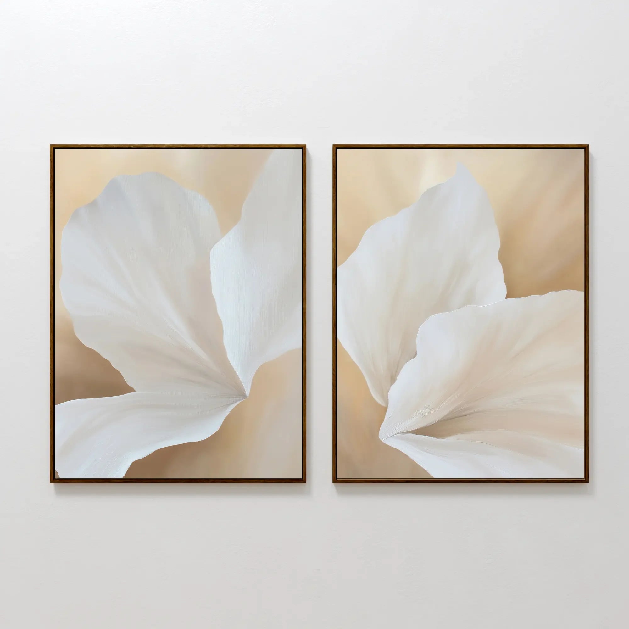 Whispers in Bloom – Set of 2 Canvas Prints set of 2 – beige and white botanical canvas wall art by Aspire Prints