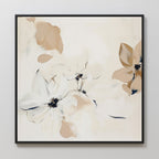Petals in Hush – beige and white botanical canvas wall art print by Aspire Prints
