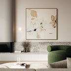 Petals in Hush – beige and white botanical canvas wall art print by Aspire Prints