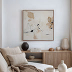 Petals in Hush – beige and white botanical canvas wall art print by Aspire Prints