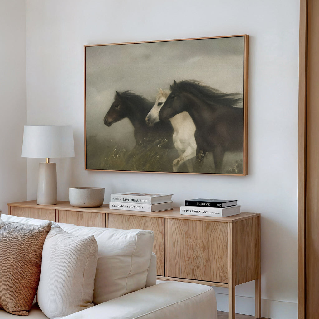 Thunder in the Mist – neutral-toned vintage canvas wall art print by Aspire Prints