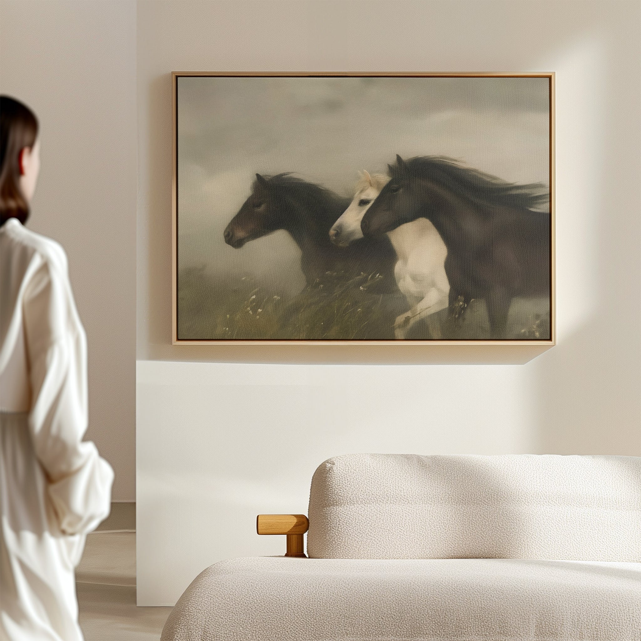 Thunder in the Mist – neutral-toned vintage canvas wall art print by Aspire Prints