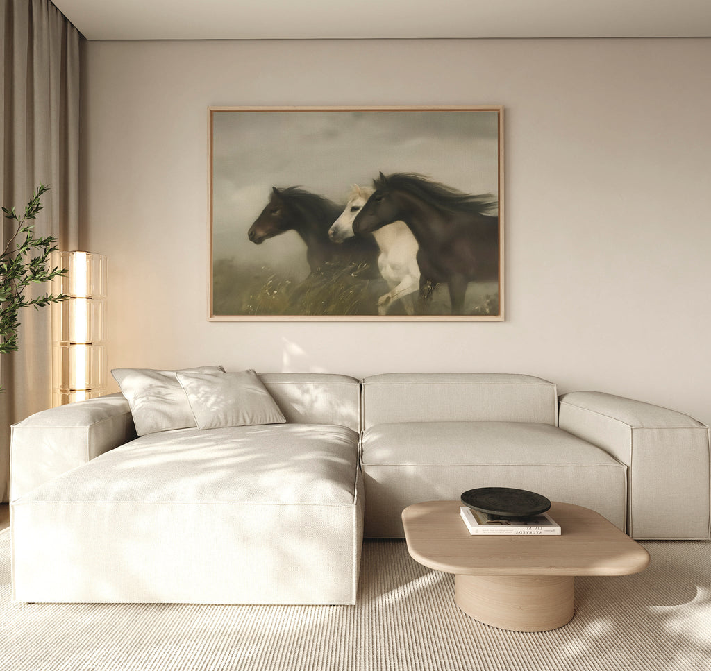 Thunder in the Mist – neutral-toned vintage canvas wall art print by Aspire Prints