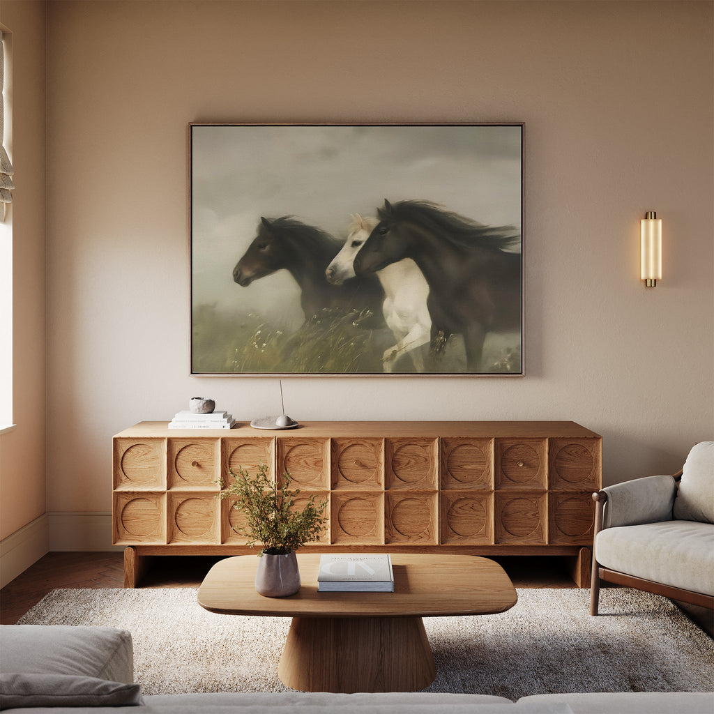 Thunder in the Mist – neutral-toned vintage canvas wall art print by Aspire Prints