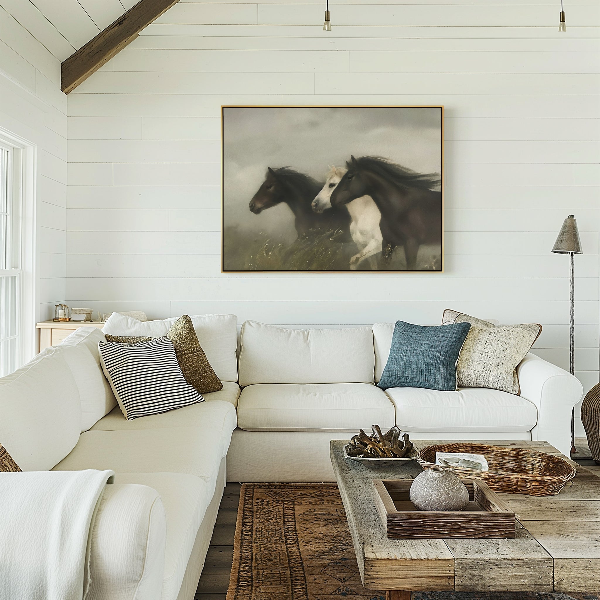 Thunder in the Mist – neutral-toned vintage canvas wall art print by Aspire Prints