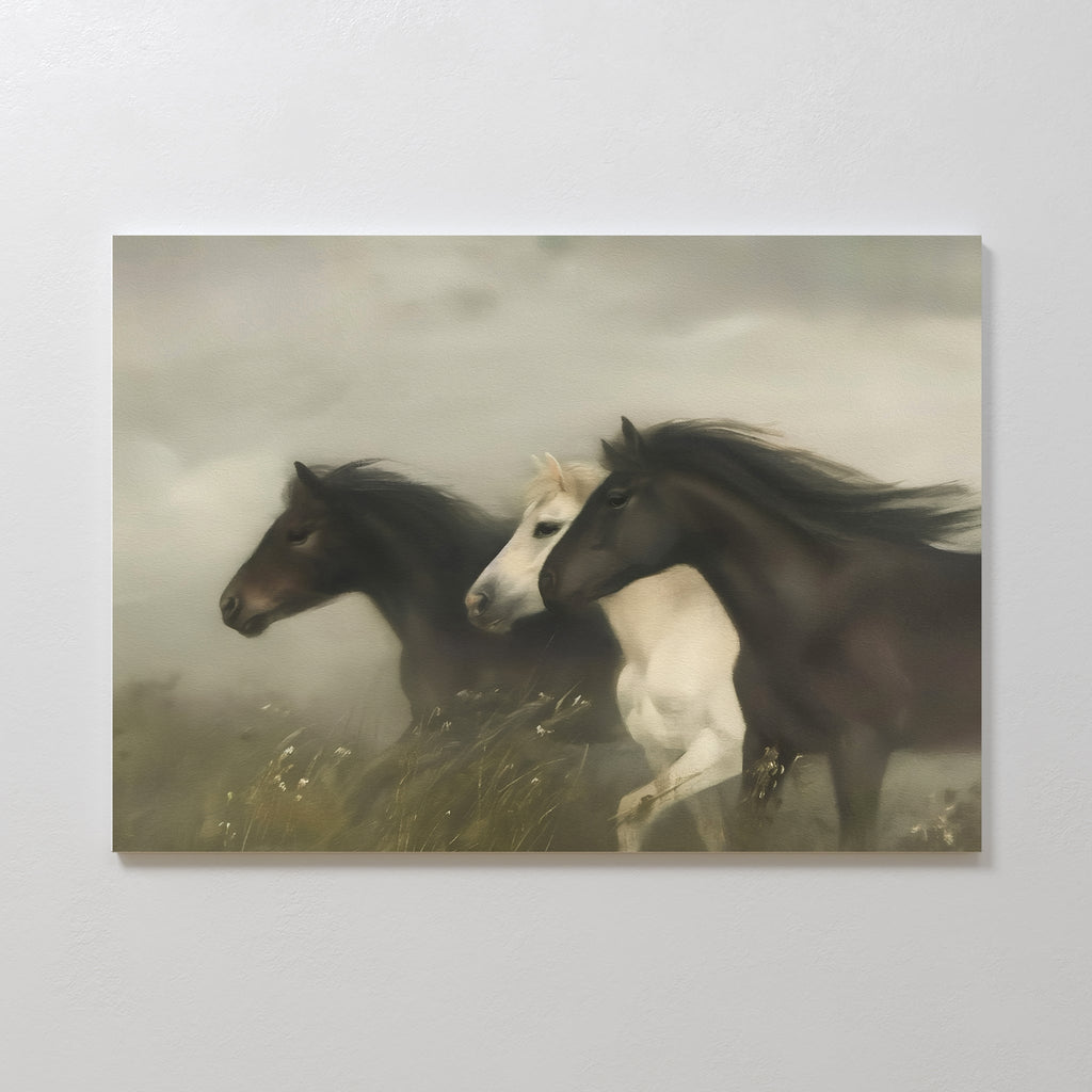 Thunder in the Mist – neutral-toned vintage canvas wall art print by Aspire Prints