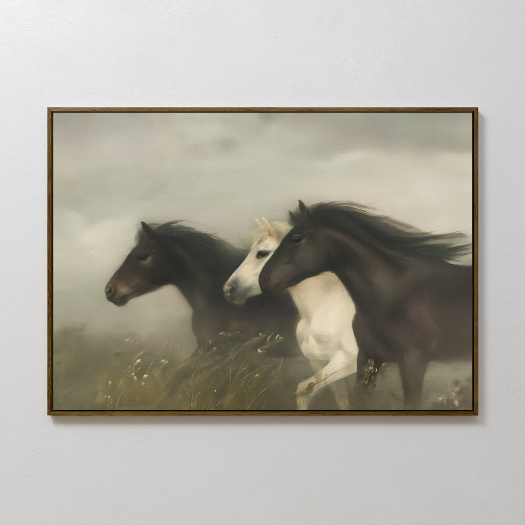 Thunder in the Mist – neutral-toned vintage canvas wall art print by Aspire Prints