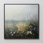 Meadow Whispers in Bloom – green botanical canvas wall art print by Aspire Prints
